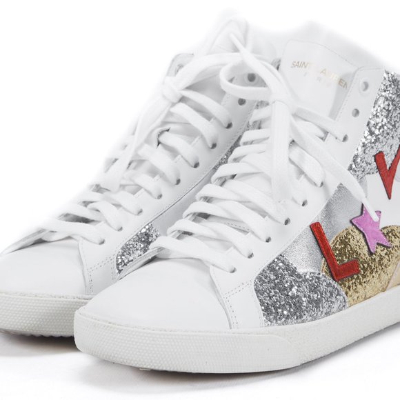 SAINT LAURENT LOVE SNEAKERS SIZE 38 - Picture 2 of 5